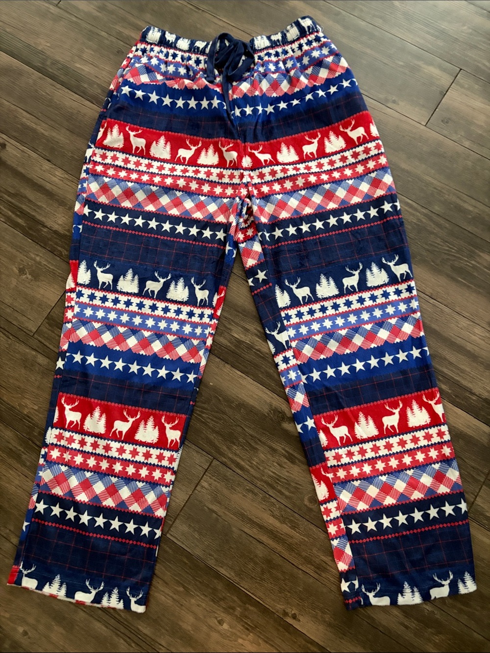 MenRed & Blue Holiday Reindeer Pajama Pants